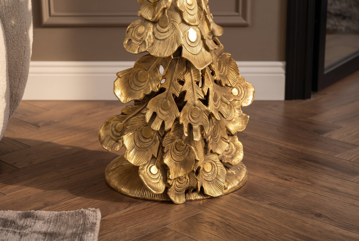 Beistelltisch WILDLIFE PEACOCK 75cm Marmorplatte weiß skulpturaler Pfauenfuß gold