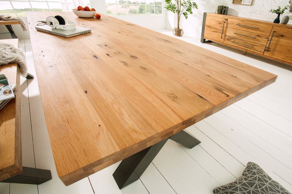 Esstisch THOR 240cm X-Beine Wildeiche Industrial
