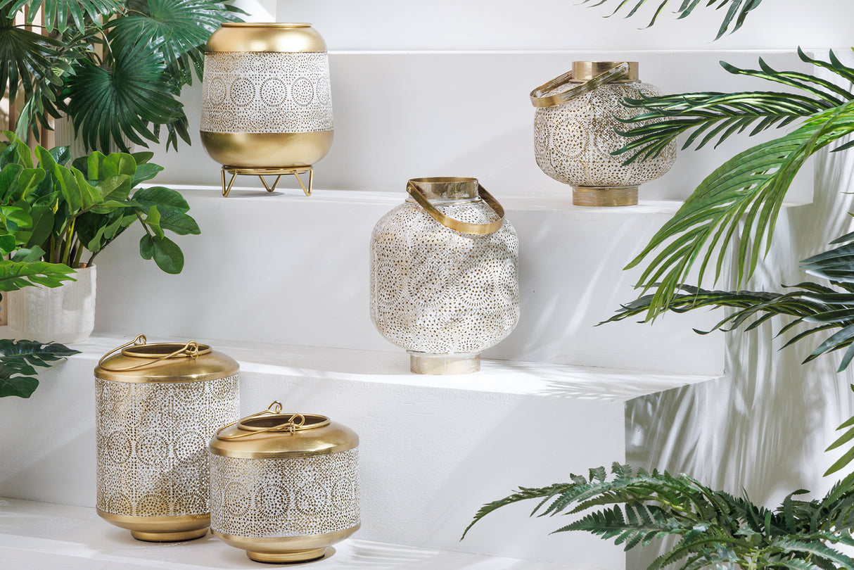 Lantern ORIENT 25cm gold with patina
