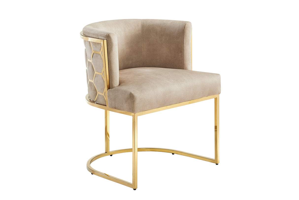 Stuhl ELEGANCE, samtbeige, mit goldfarbenem Edelstahlgestell