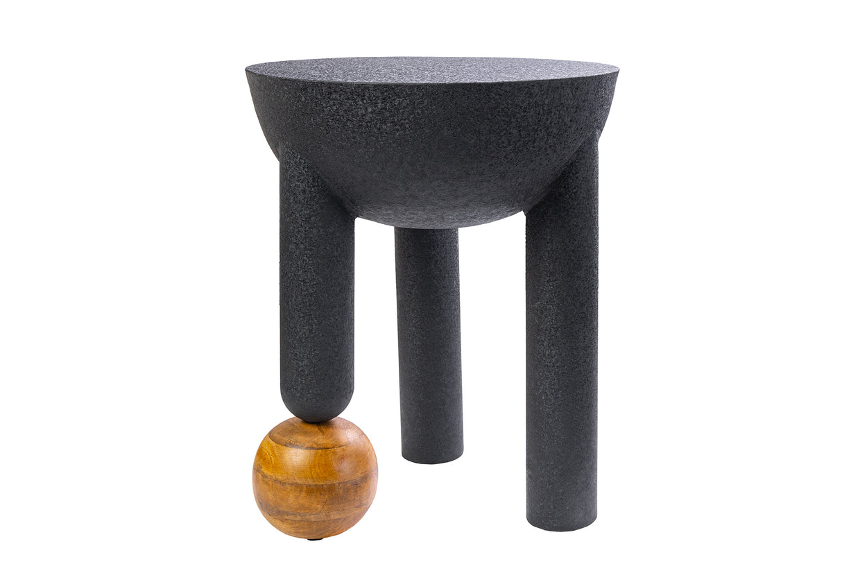 Beistelltisch ABSTRACT 50cm Eisen schwarz mit Mangoholz Bullet