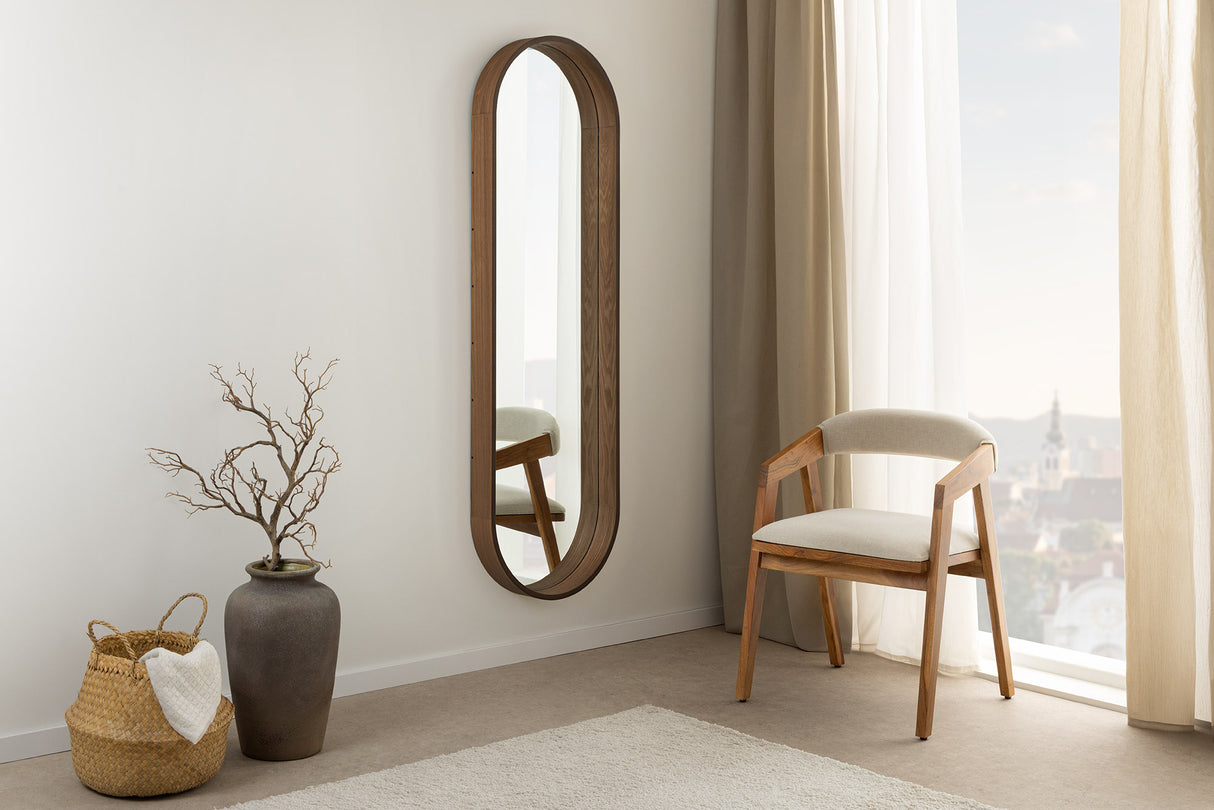 Wall mirrow PORTRAIT 165cm walnut wood veneered