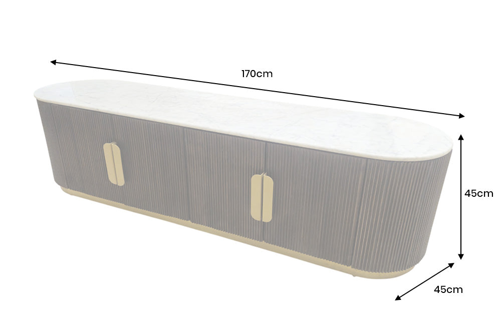 TV-Board GATSBY 170cm Mangobraun Gold Marmorplatte Lowboard