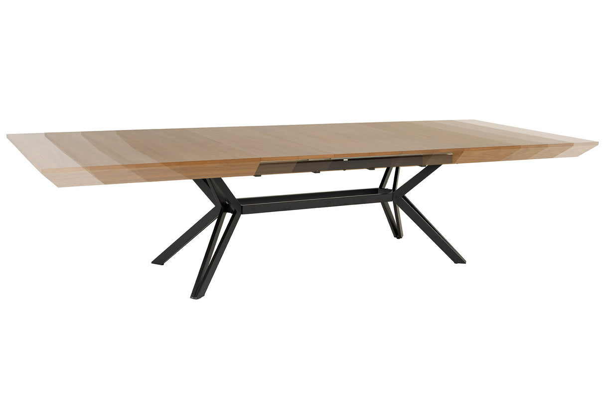 Dining table GIANT 200-320cm extendable natural walnut wood look w/ black metal frame
