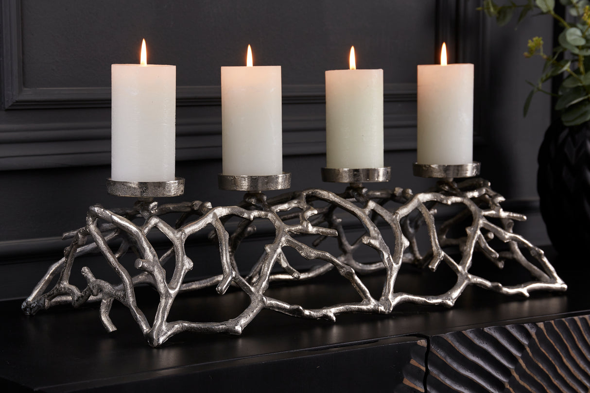 Candleholder ABSTRACT 60cm 4 flames silver