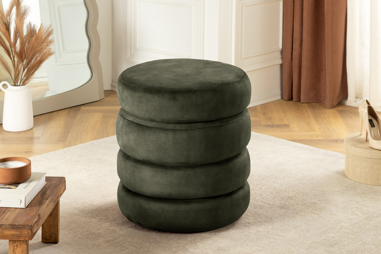 Stool VOQUE 50cm velvet green w/ storage space