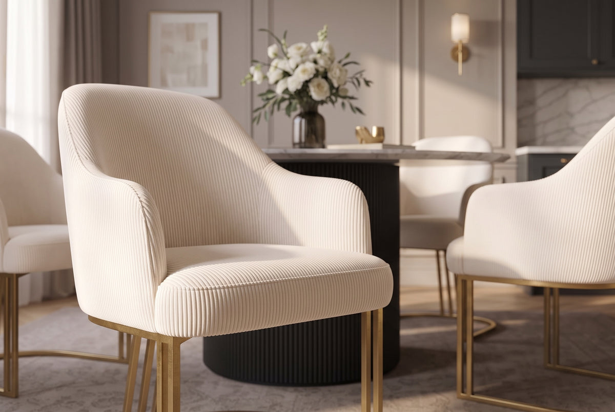 Chair EXTRAVAGANCIA w/ armrests beige champagne gold