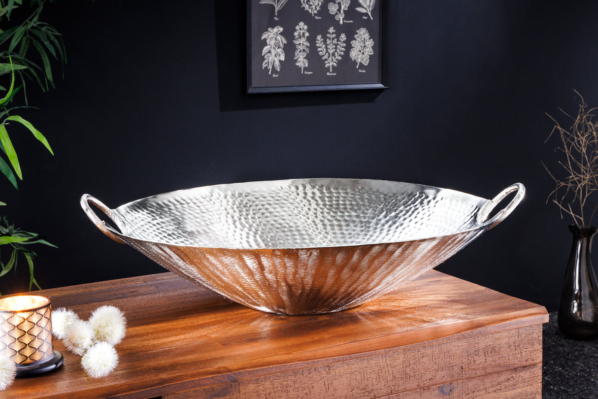 Decoration bowl ORIENT 55cm with hammer stroke effect silver
