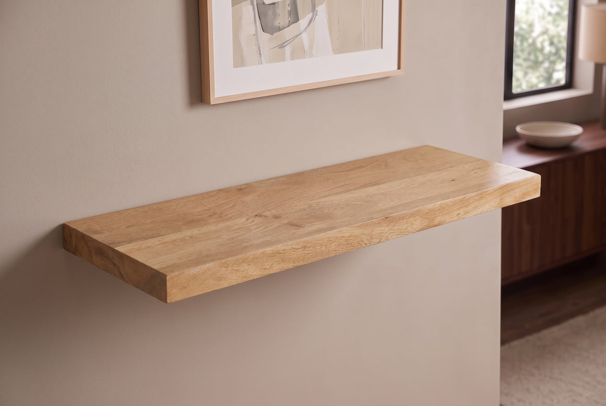 Wall shelf PURE 60cm mango wood natural cream finish