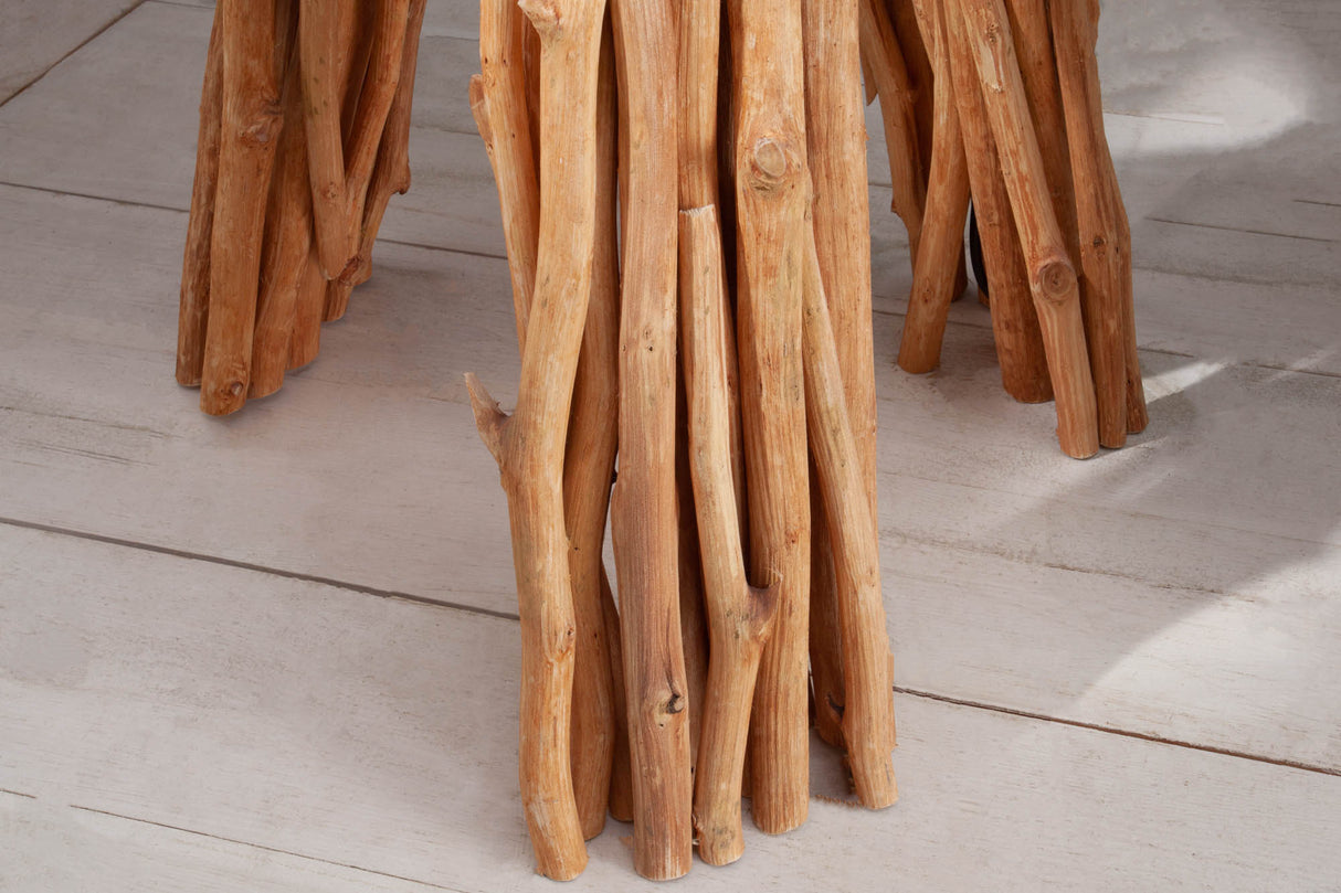 Stehleuchte SERVANT 155cm Longanholz Leinenschirm weiß