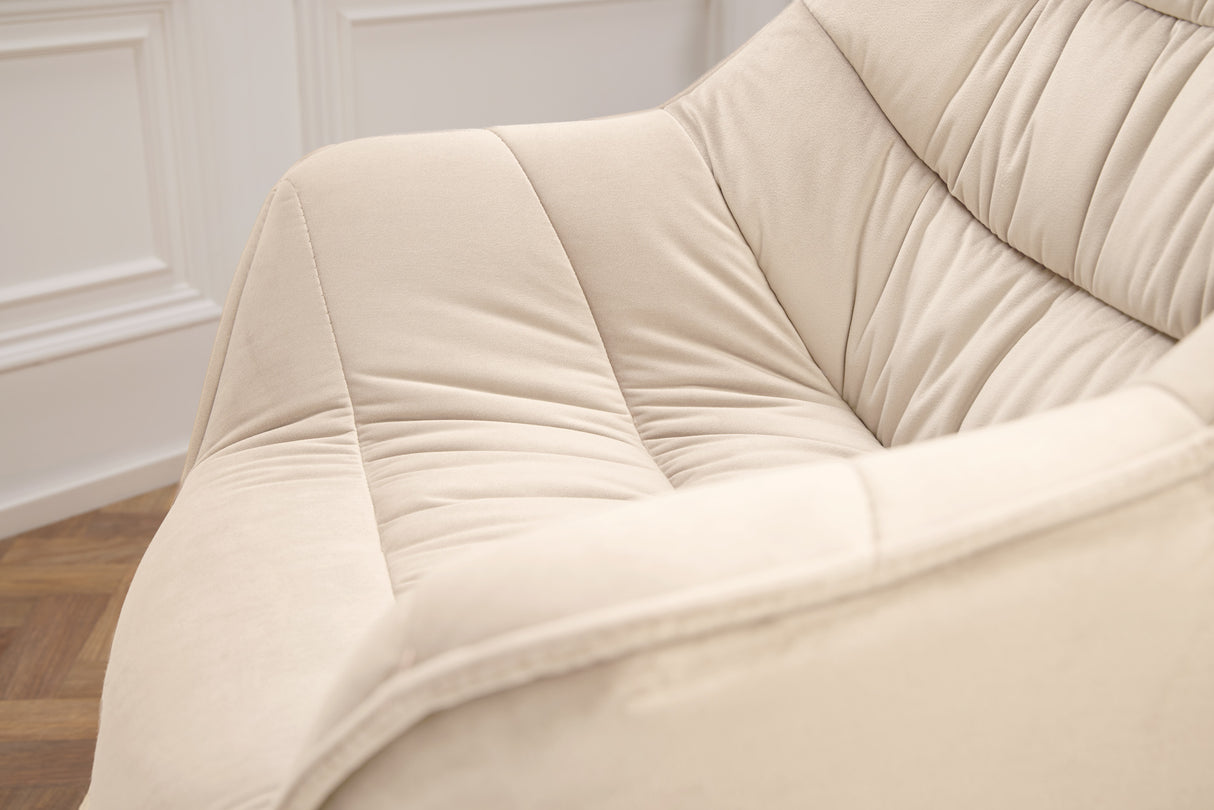 Swivel chair THE DUTCH COMFORT rotatable 180° champagne beige black legs