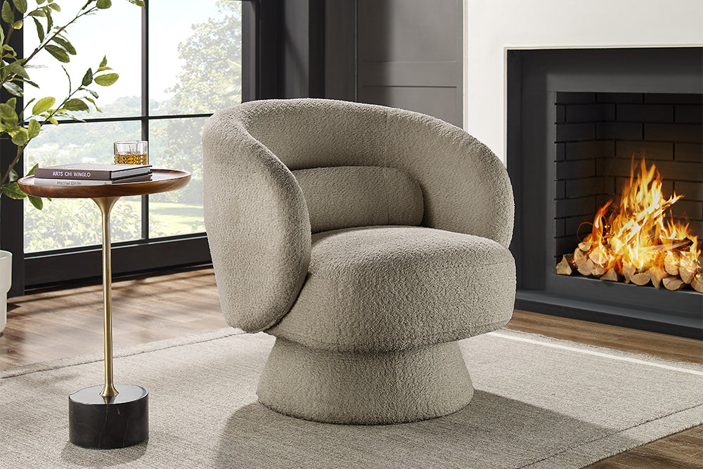 Armchair BOSSA NOVA 360° rotatable bouclé taupe