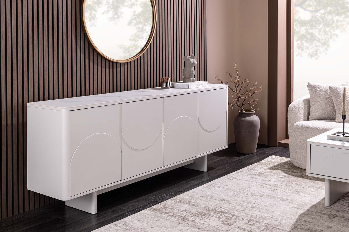 Sideboard SAVOY 180cm 3D w/ white marble ceramic top