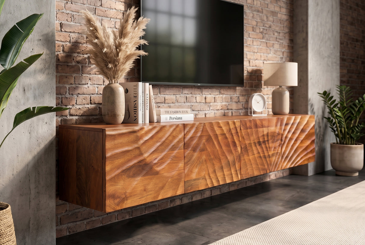 TV-Board SCORPION 200cm Hänge-Lowboard Mangoholz braun