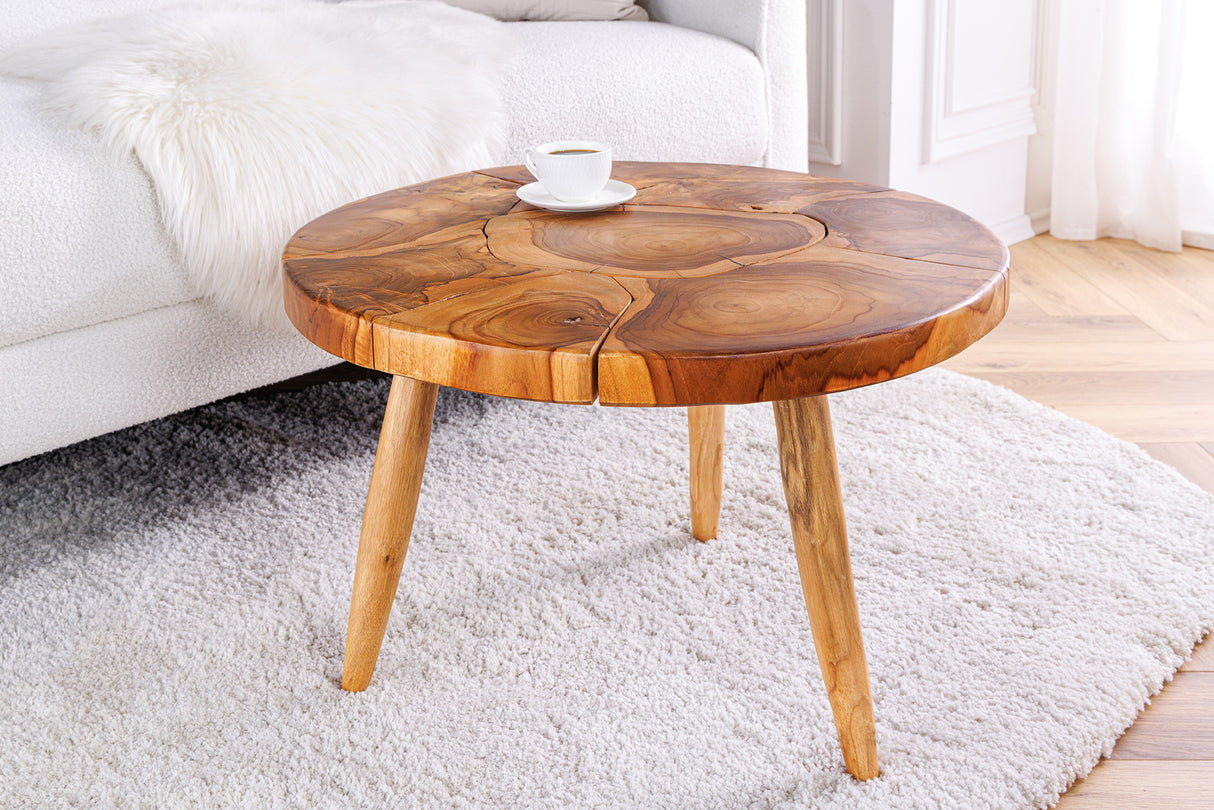 Coffee table MOSAIK Ø 60cm teak wood natural
