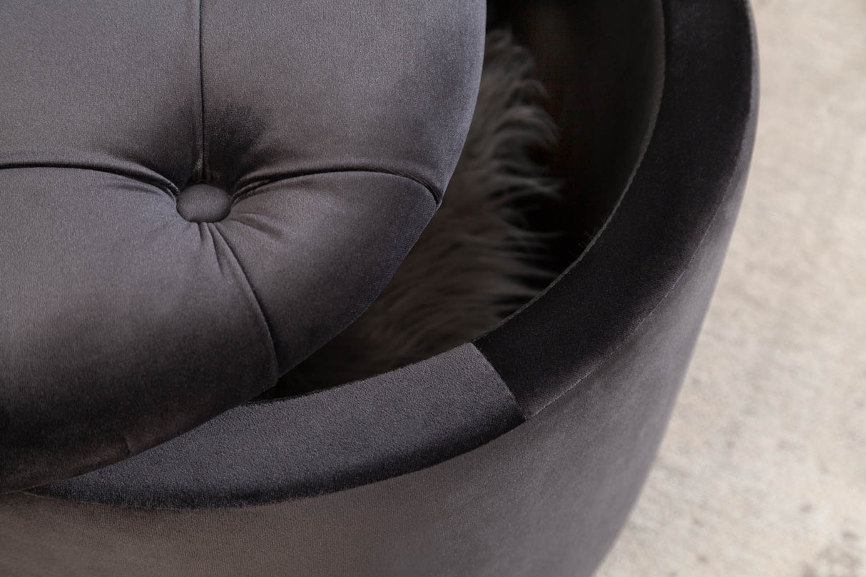 Hocker MODERN BAROCK STORAGE 50cm Samt schwarz
