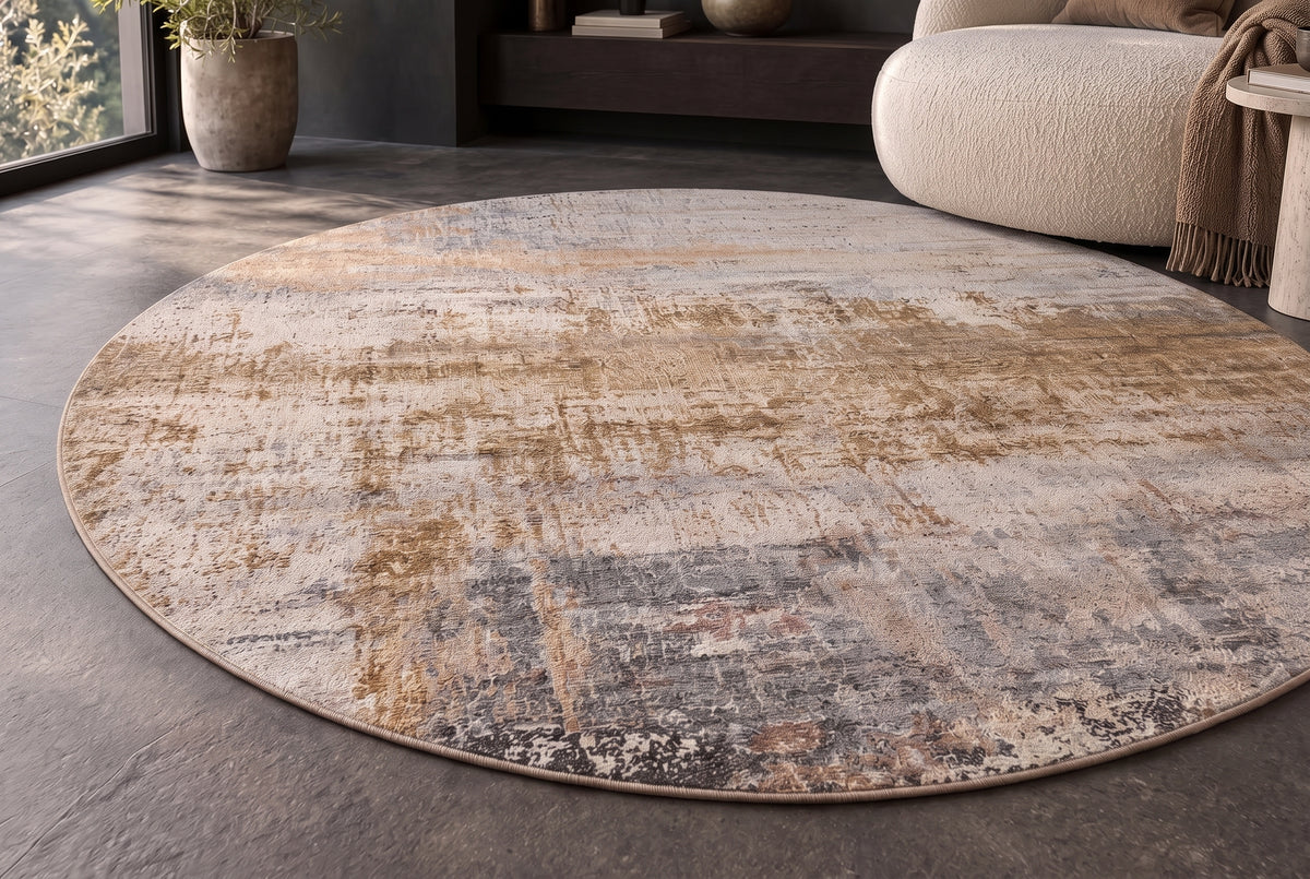 Carpet DESERT PATINA 150cm round patina-inspired pattern sand greige taupe