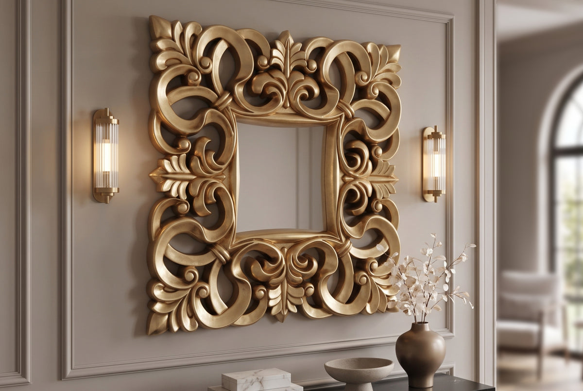 Wall mirror VENICE BAROCK 75cm antique gold
