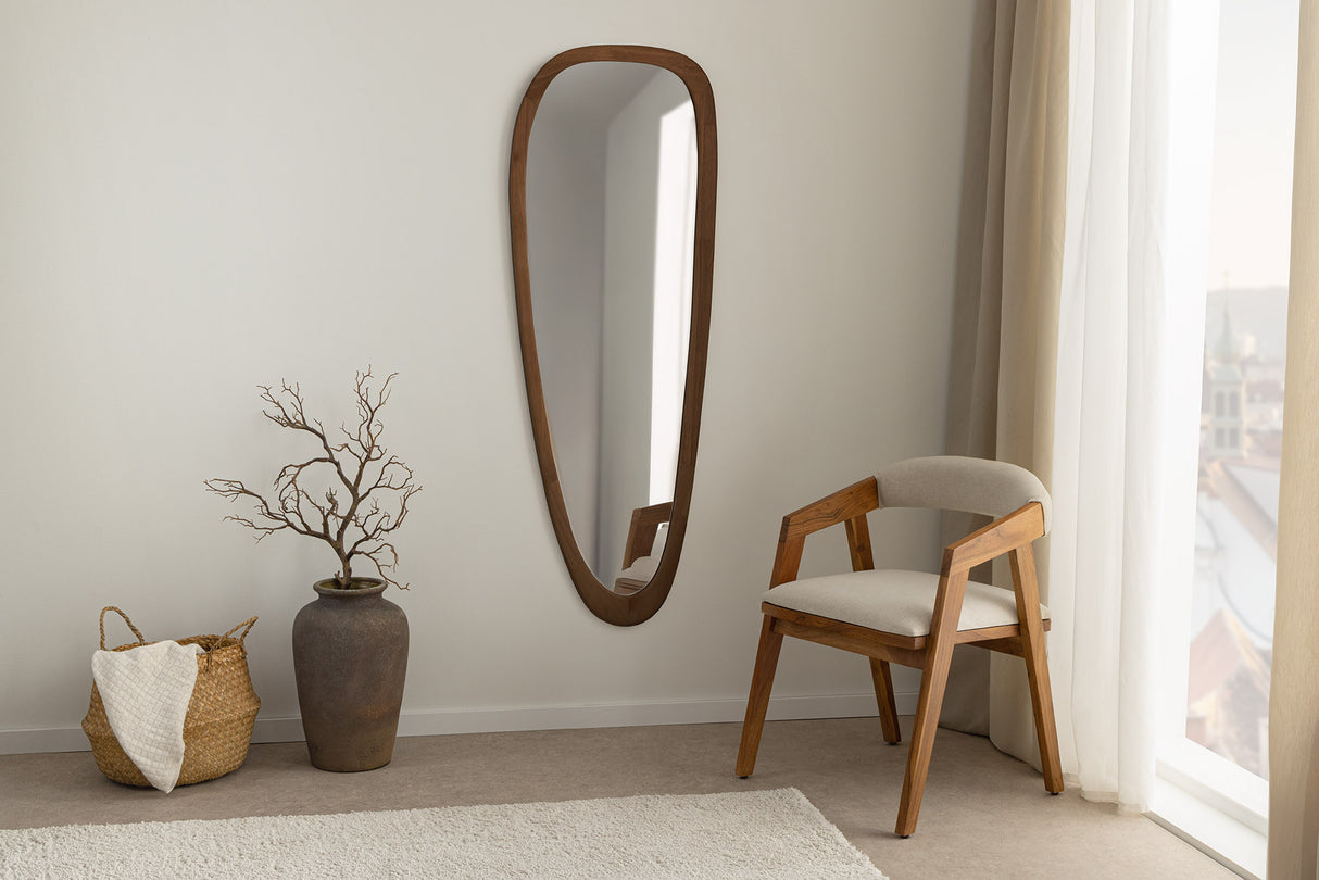 Wall mirrow ORGANIC 165cm massive wood walnut look