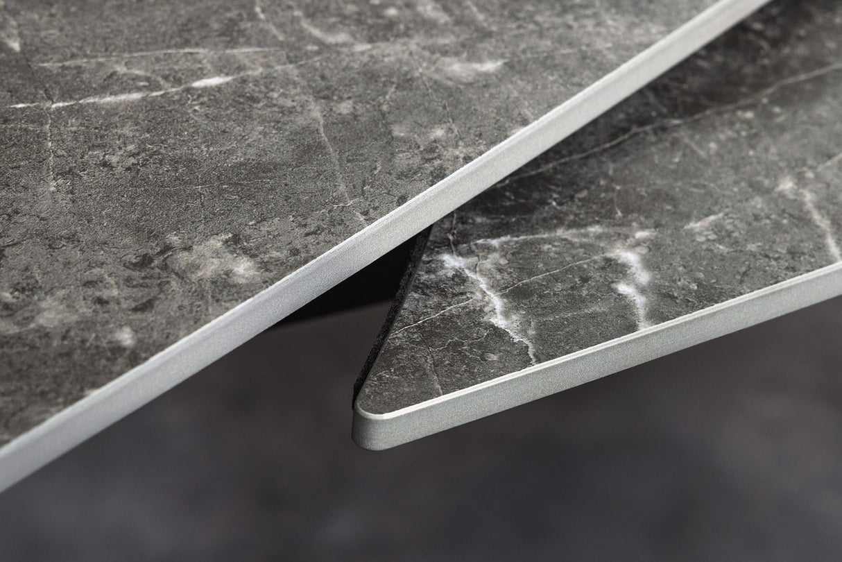 Dining table INCEPTION 130-190cm extendable oval ceramic top anthracite marble look