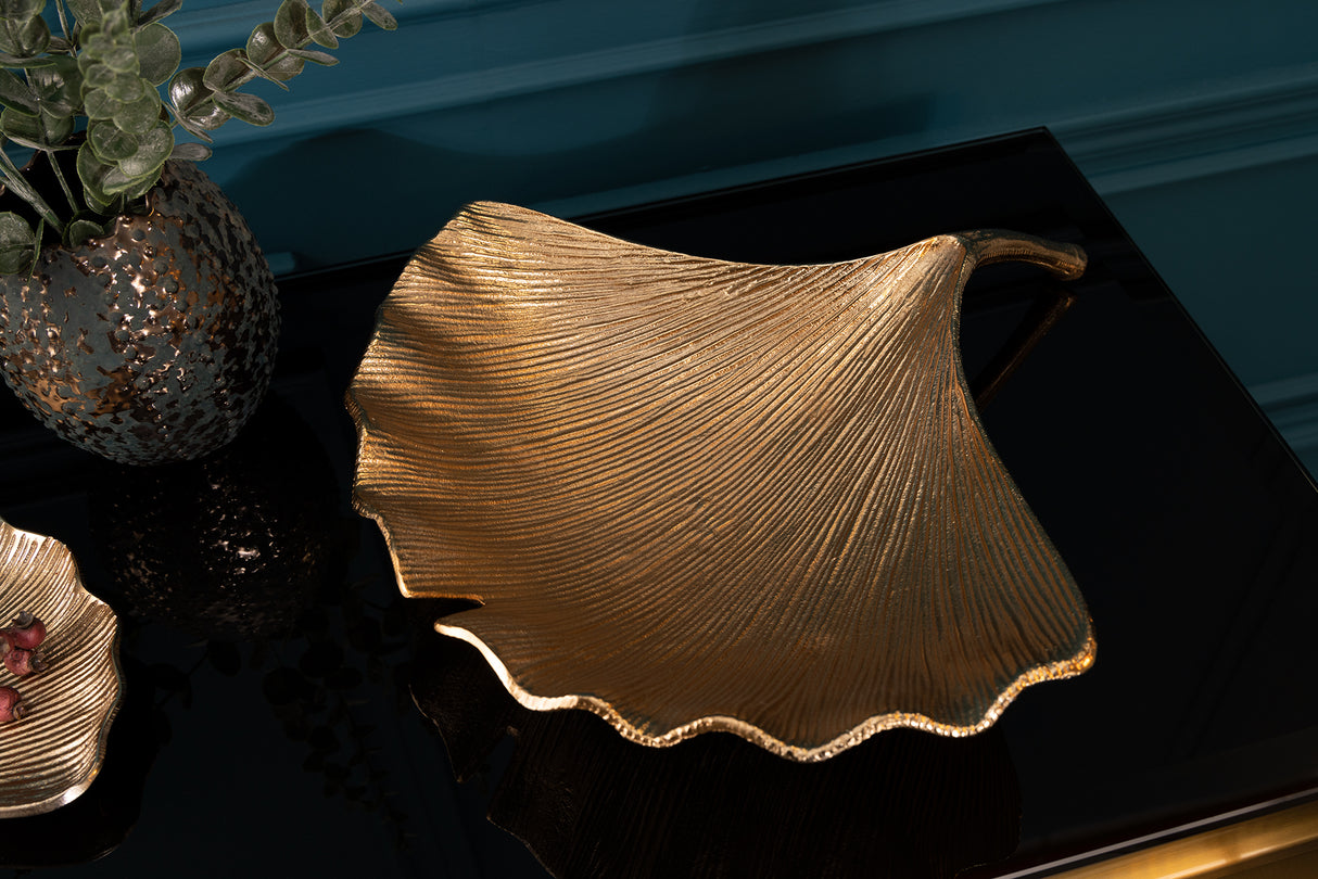 Dekoschale GINKGO 42cm gold