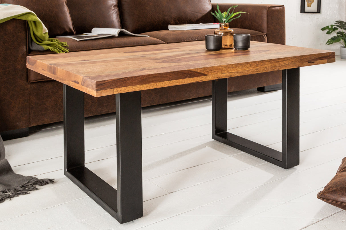 Coffee table IRON CRAFT 100cm U-legs sheesham wood