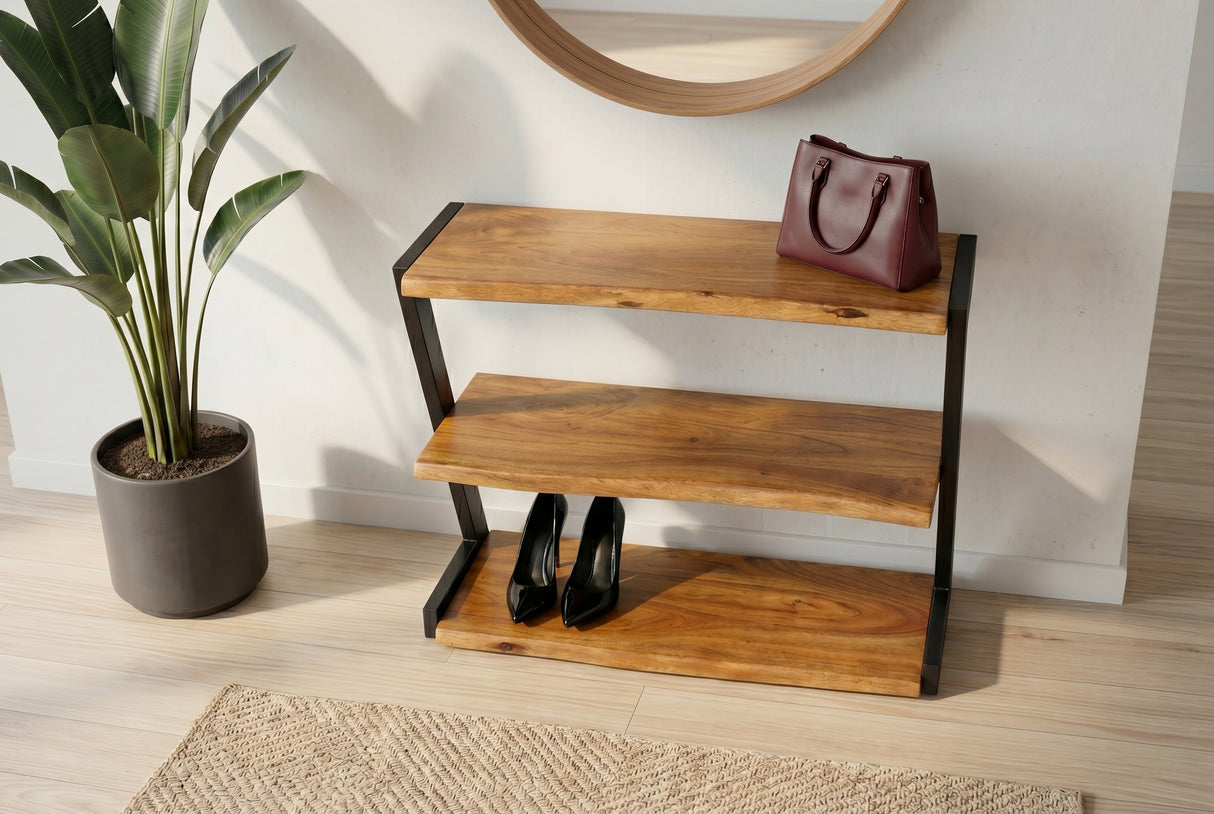 Schuhregal MAMMUT 75cm Akazienholz braun honigfarben lackiert