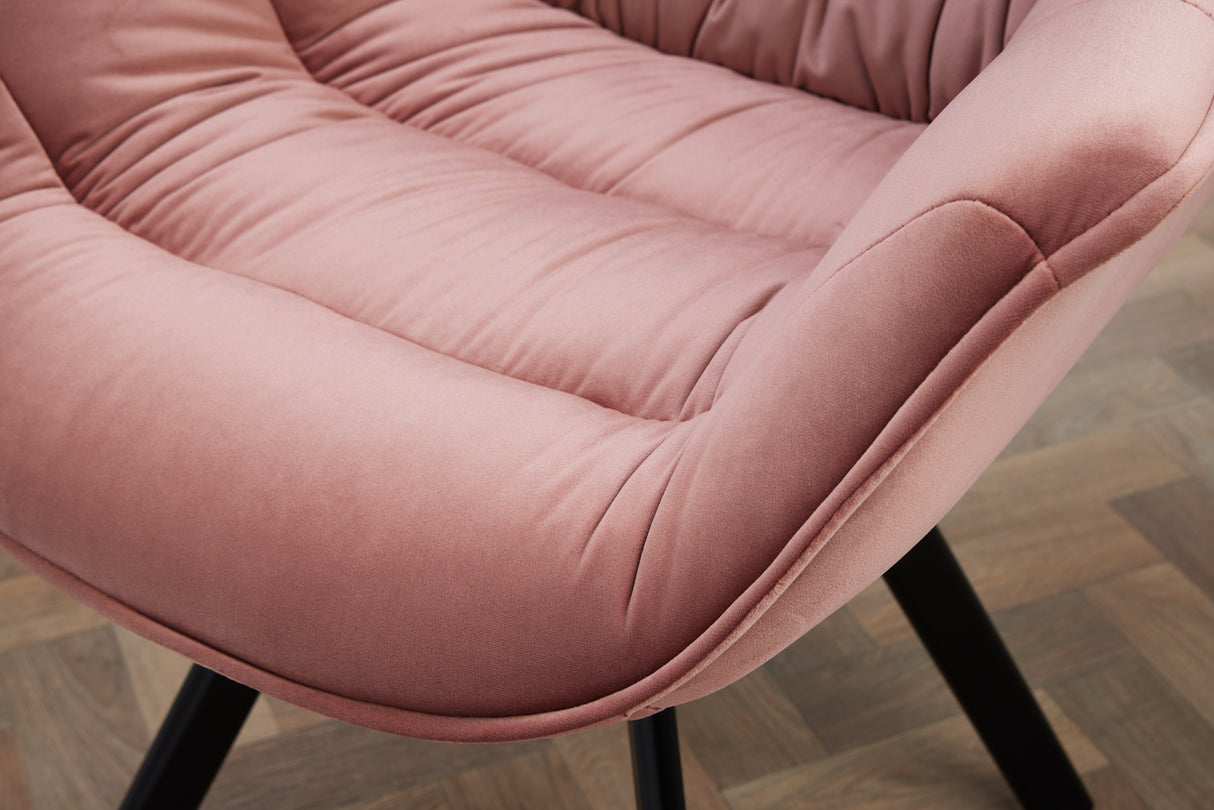 Chair THE DUTCH COMFORT w/ armrests velvet dusky pink