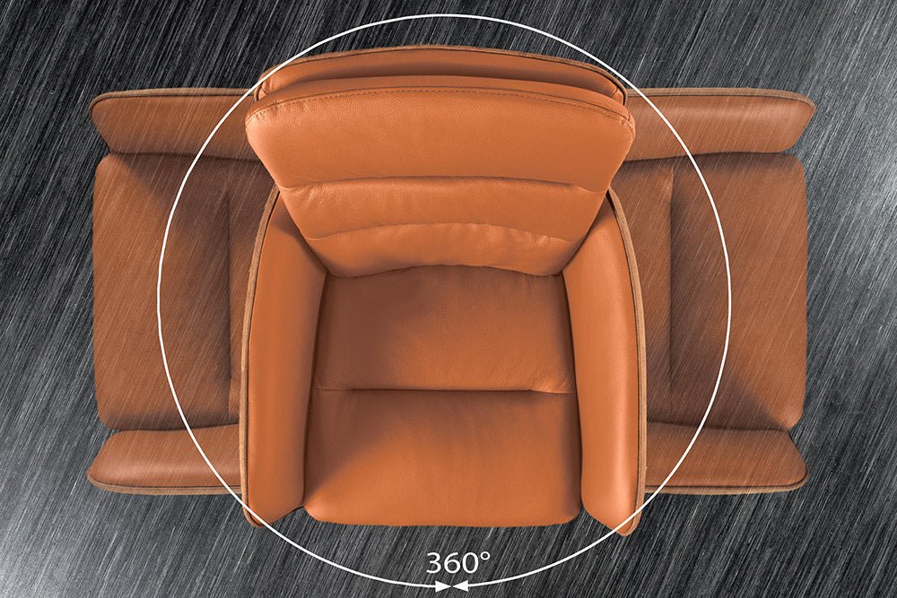 Bar stool BIG GEORGE w/ armrests microfibre leather cognac rotatable height adjustable