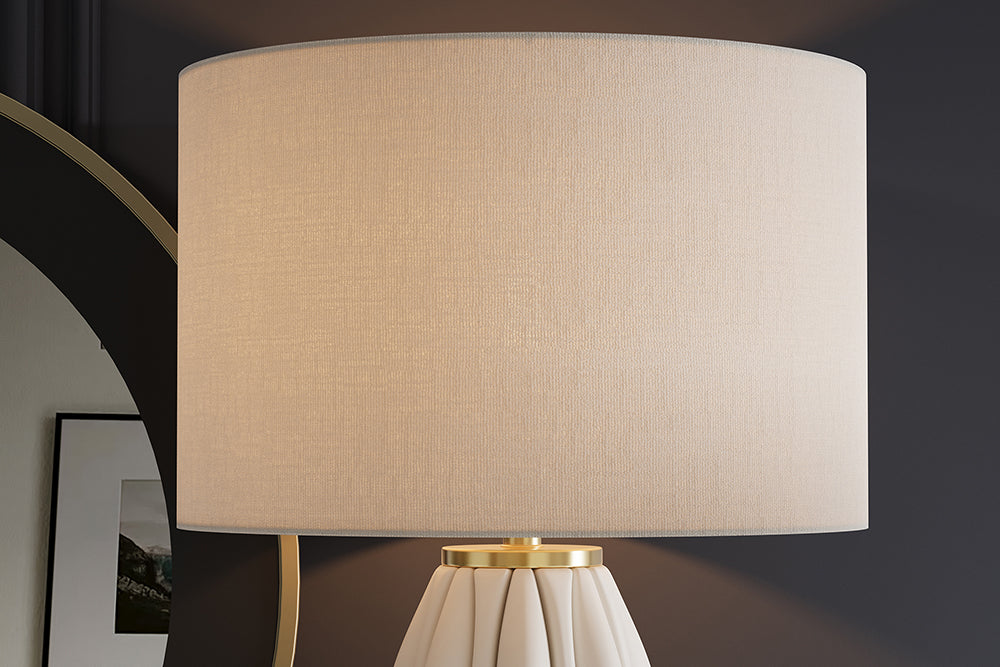 Table lamp ELEGANCIA 65cm white lampshade ceramic white golden