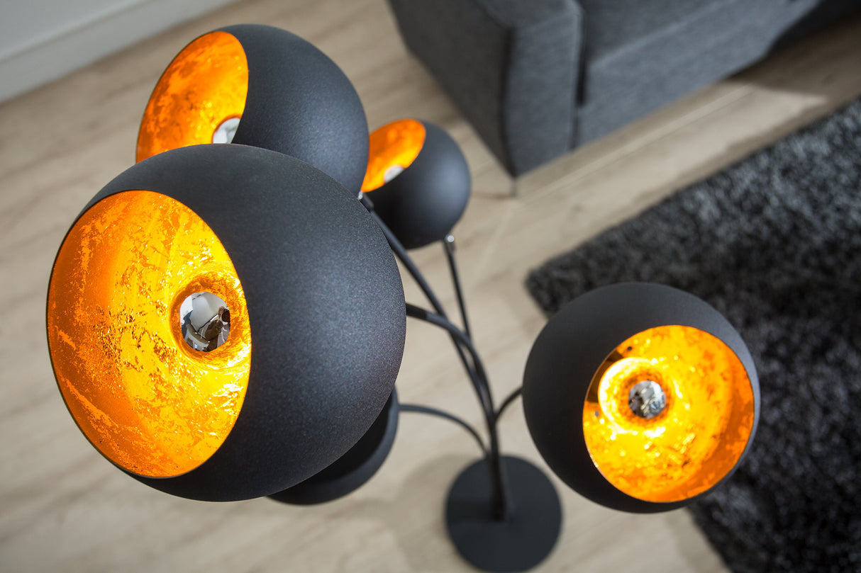 Stehleuchte MAGMA 170cm 5 Schirme schwarz gold
