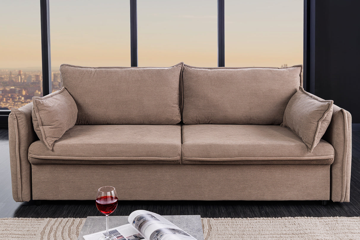 Schlafsofa APARTMENT 215cm 3-Sitzer Cord Taupe mit Stauraum