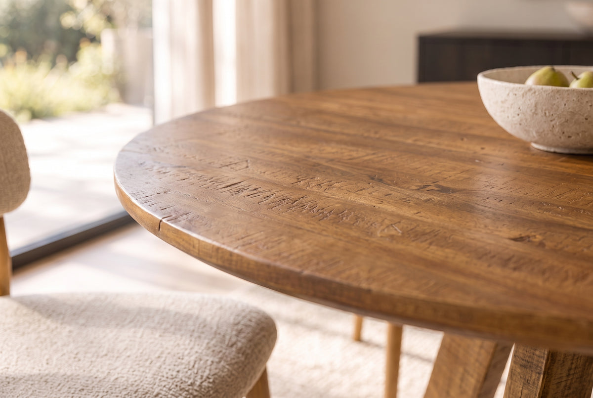 Esstisch ART WOOD Ø 140cm rund Mangoholz braun honigfarbenes Finish