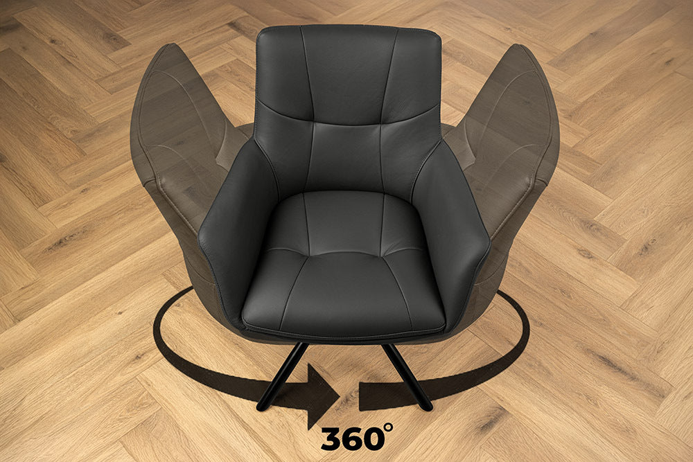Drehstuhl SIGNATURE 360° mit Armlehnen Federkern Leder schwarz drehbar