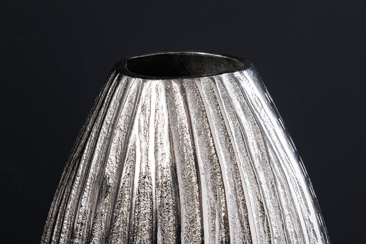 Deko Vase ELEGANCE 30cm mit Hammerschlag Optik silber