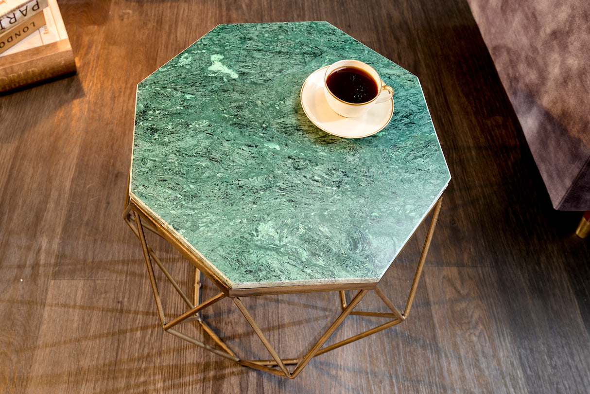 Couchtisch DIAMOND 50cm Marmor grün Messing