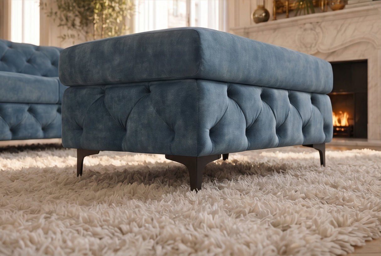 Hocker MODERN BAROCK 95cm Samt petrol