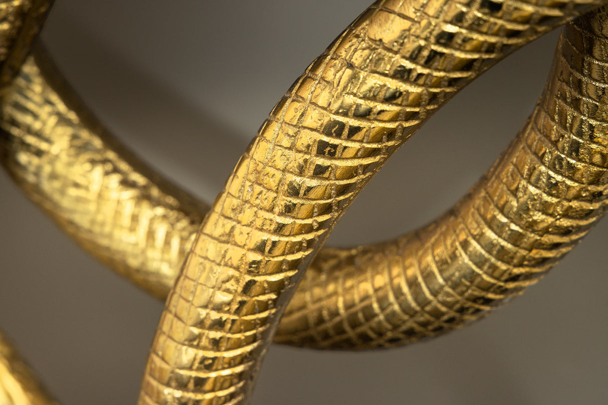 Konsole WILDLIFE SNAKE 115cm goldener Rahmen mit schwarzem Marmorsockel und -platte