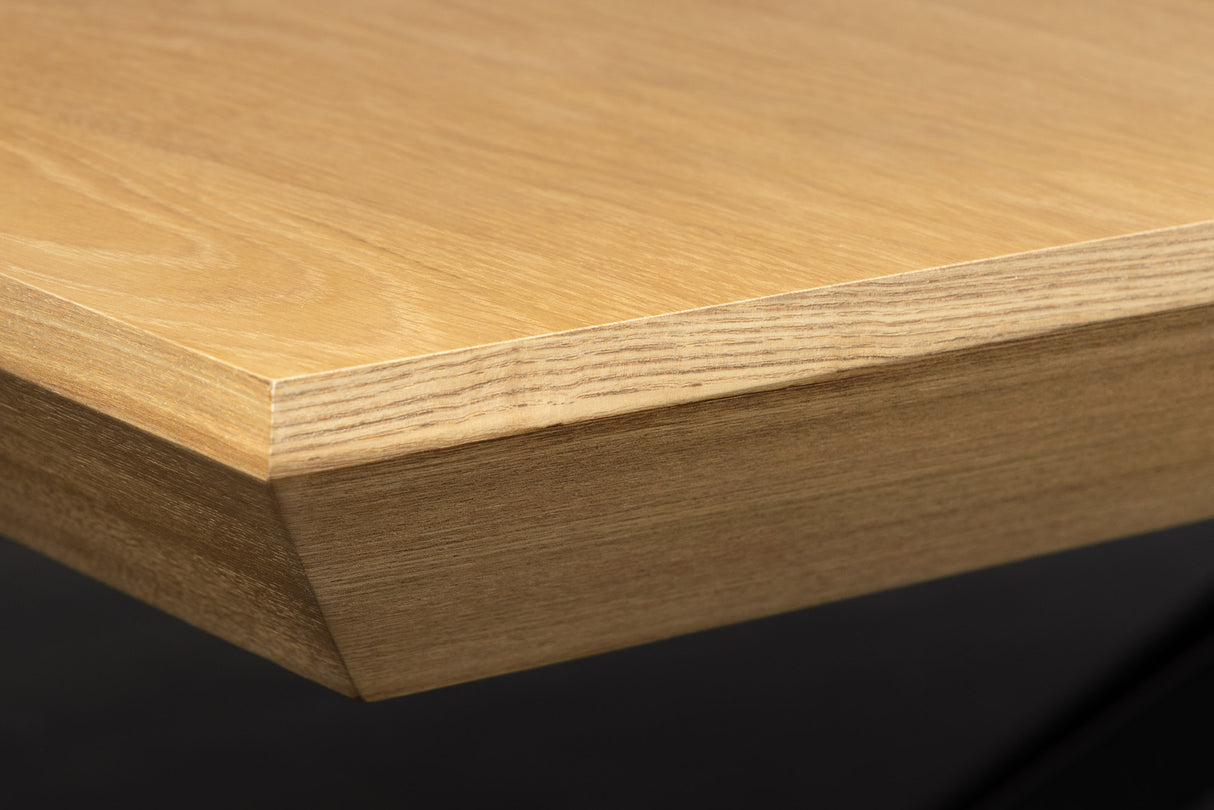 Dining table GIANT 200-320cm extendable natural oak wood look w/ black metal frame