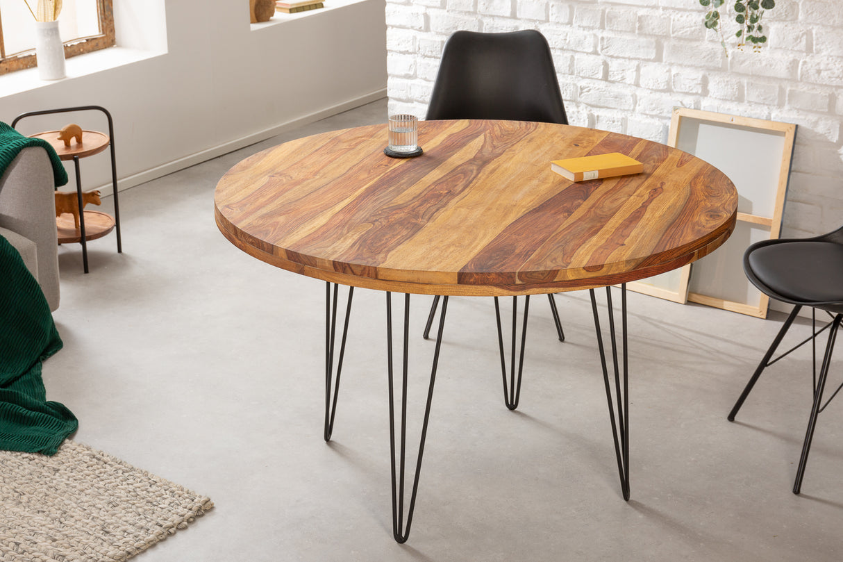 Dining table MAKASSAR Ø 120cm round sheesham wood natural