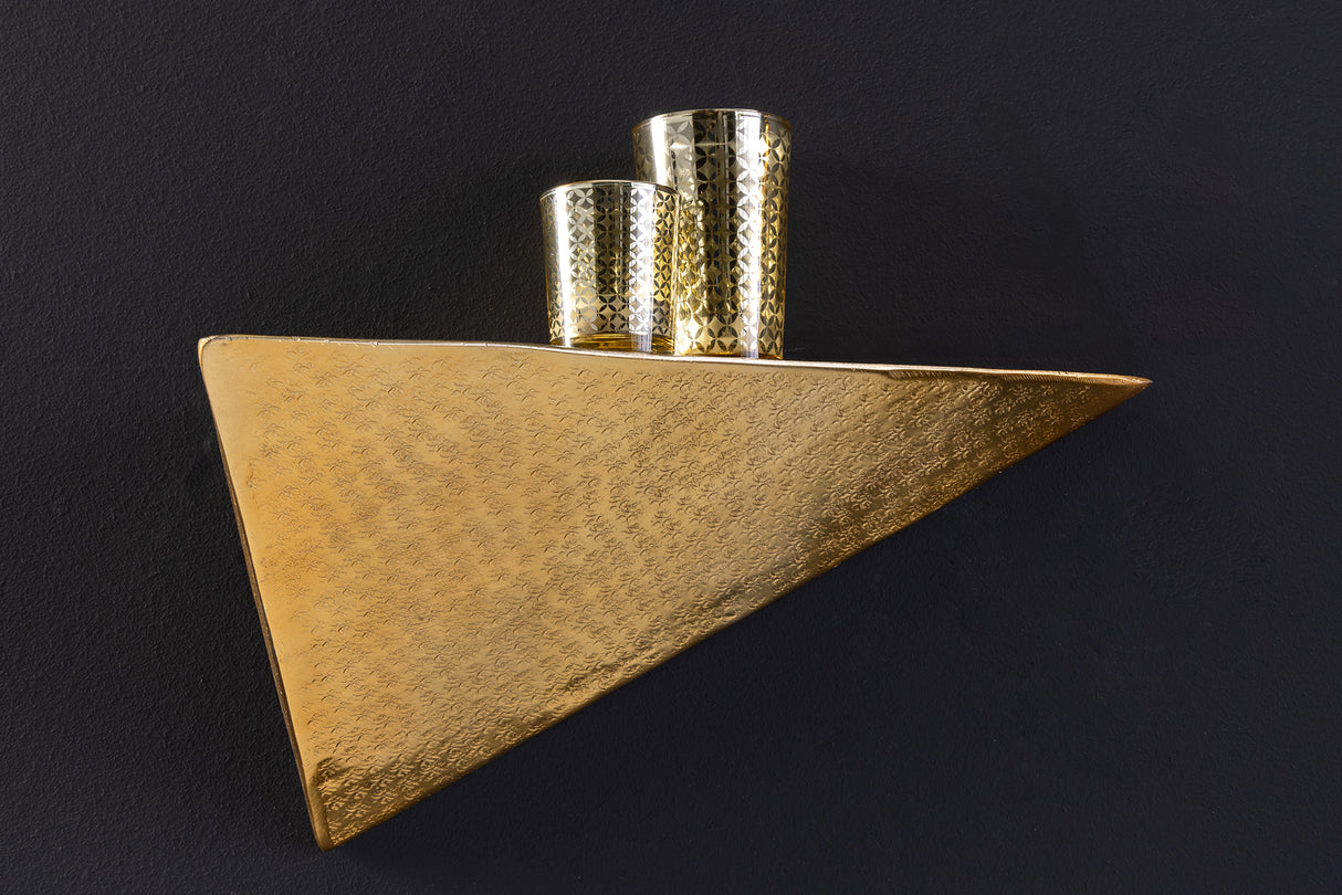 Wall shelf PYRAMID 40cm hammer stroke effect gold