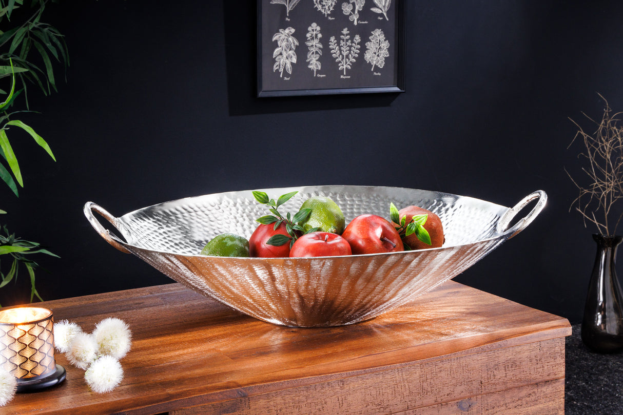 Decoration bowl ORIENT 55cm with hammer stroke effect silver