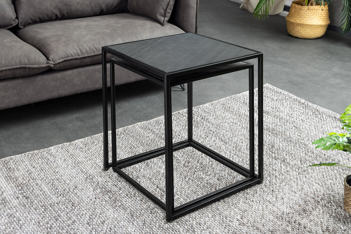Couchtisch MOUNTAIN SOUL 45/40cm 2er Set Marmoroptik schwarz