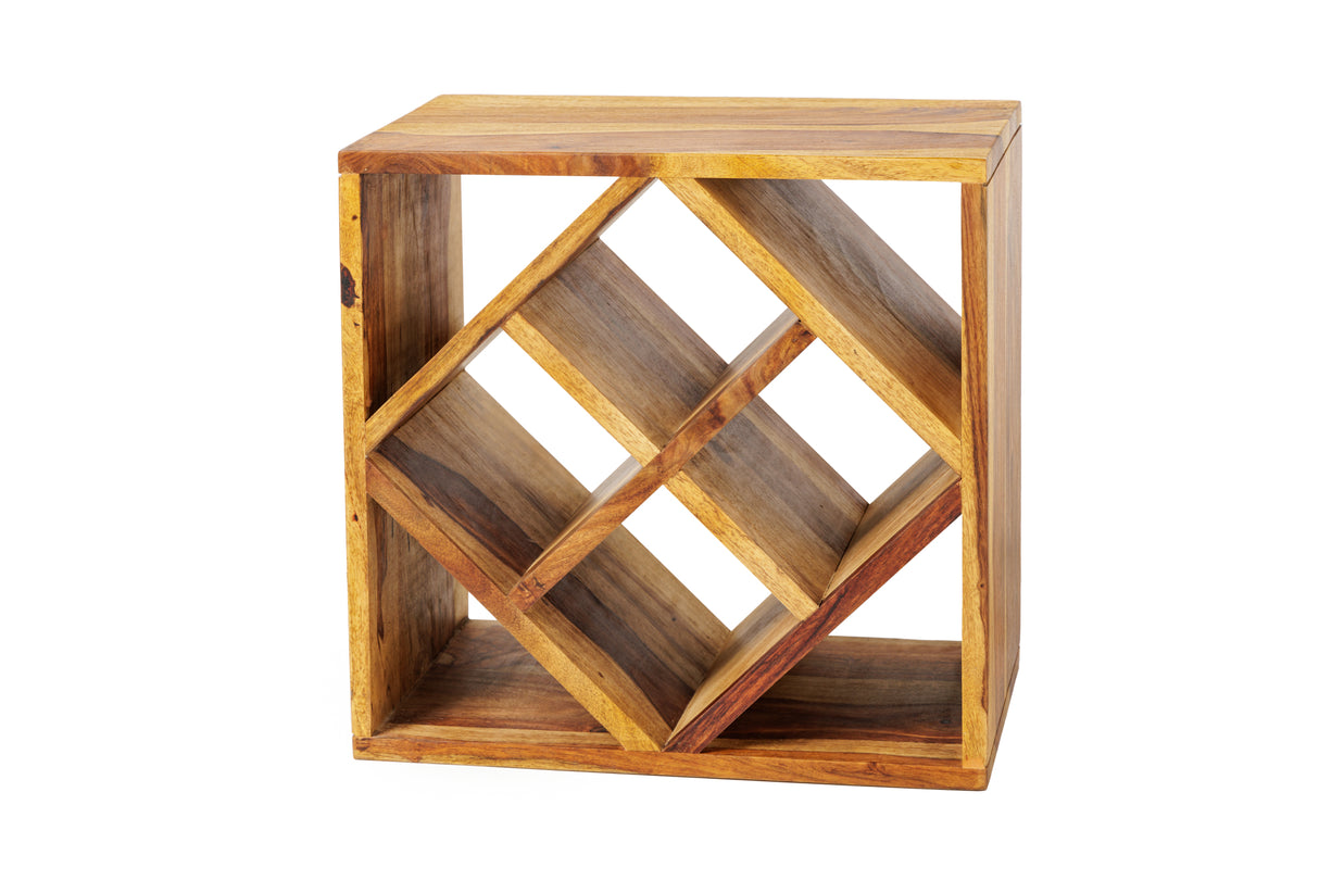 Wine shelf CUBUS 40cm for 8 bottles sheesham wood