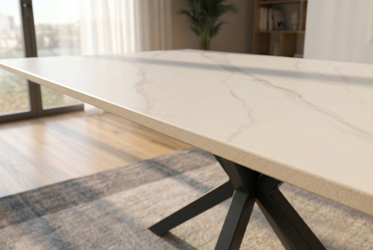 Dining table GALAXIE 160cm w/ star frame ceramic white