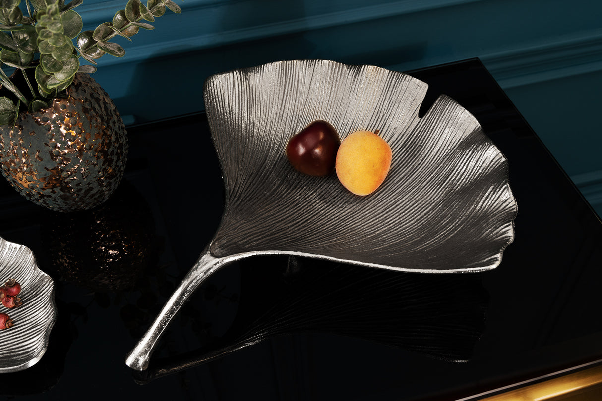 Decoration bowl GINKGO 42cm silver