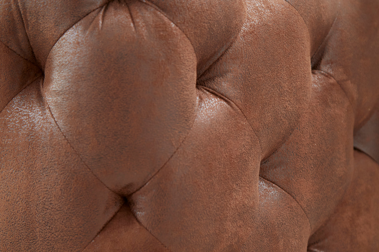 Sofa MODERN BAROCK 240cm 3-seater microfibre antique brown in chesterfield style