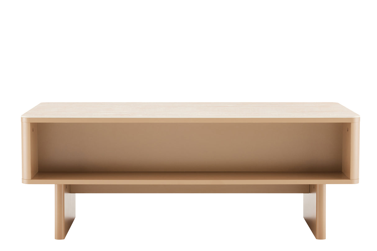 Coffee table SAVOY 120cm 3D natural w/ travertine marble ceramic top