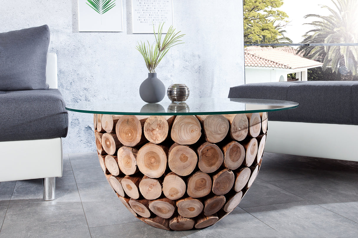 Couchtisch PURE NATURE 60cm Unterteil Teakholz ohne Glasplatte
