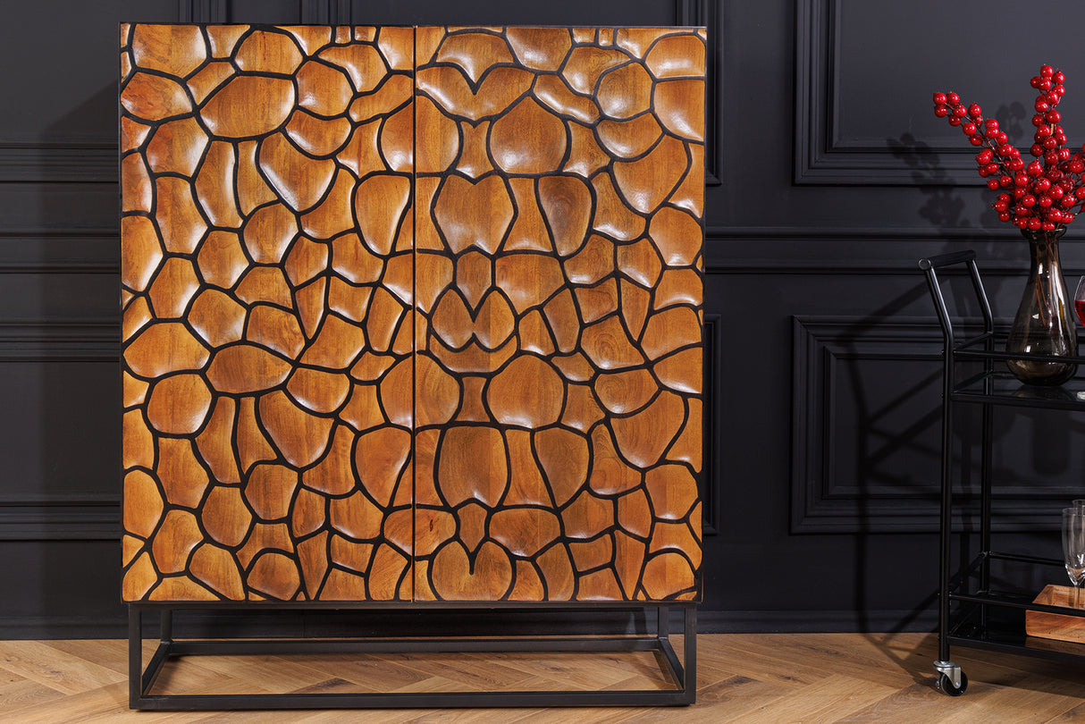 Highboard VULCANO 120cm 3D mosaic mango wood brown